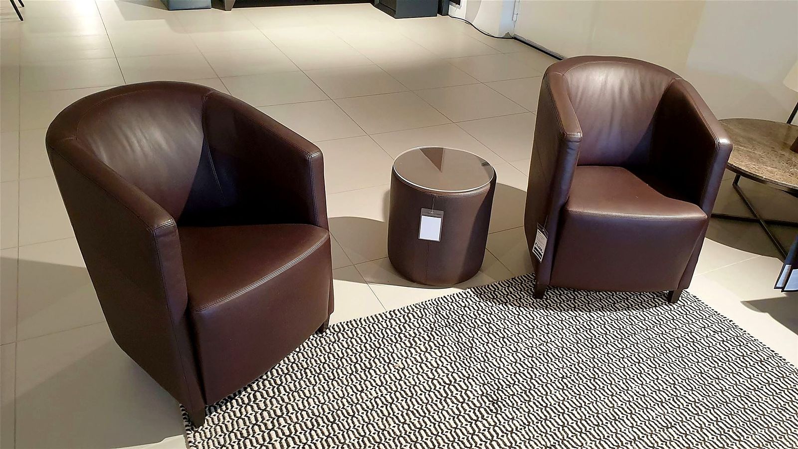 2 Sessel Set, Leder Savage Soft dunkelbraun, Ledergestell