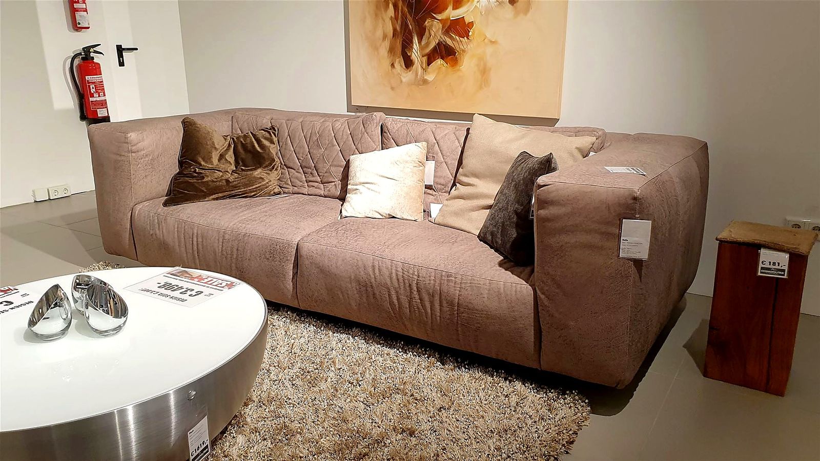 Sofa 256 cm, Bezug: Leder Wild Canyon Grey, Gestell: Ebony
