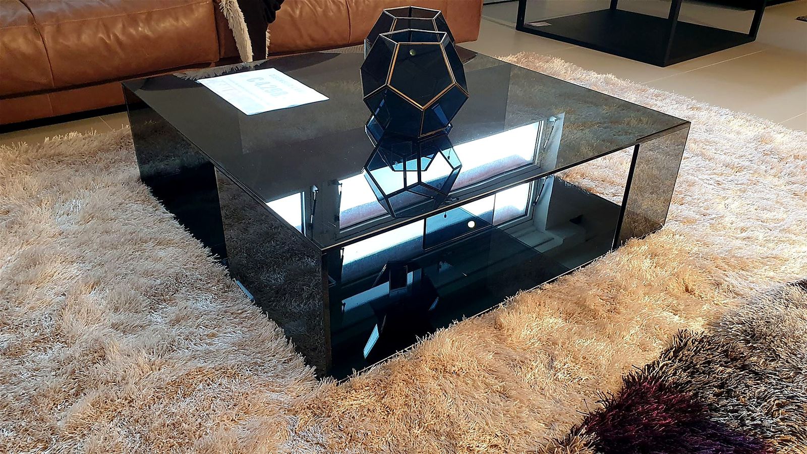 Sofatisch 100 x 100 x 30 cm, Platte und Gestell: Glas Rauchschwarz
