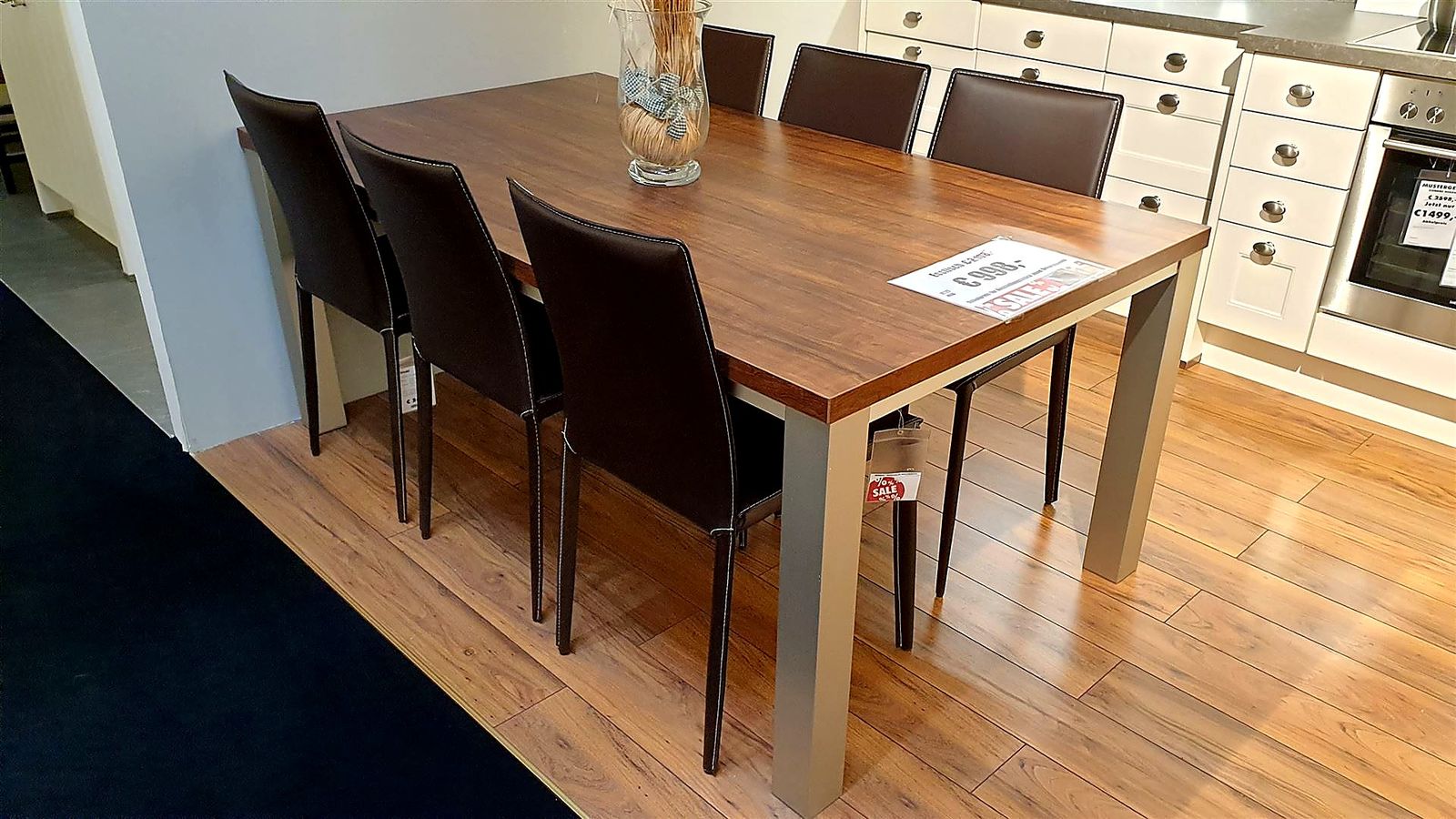Esstisch 180 x 100 cm, Platte Holzdekor-Laminat, Gestell Metall
