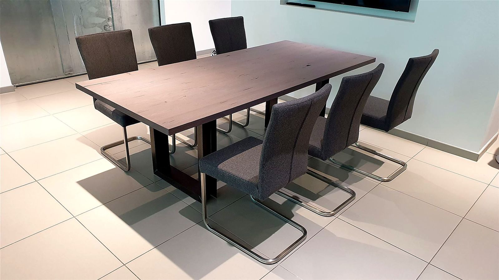 Esstisch 220 x 100 cm, Massivholz Eiche, Gestell Used-Look schwarz
