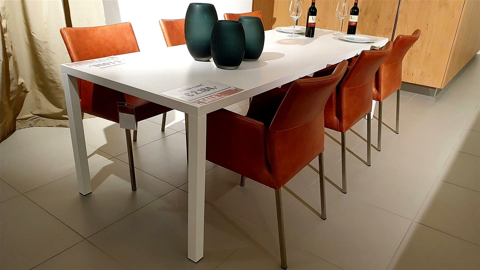 Esstisch 240 x 90 cm, Platte Mineralwerkstoff weiß, Gestell weiß