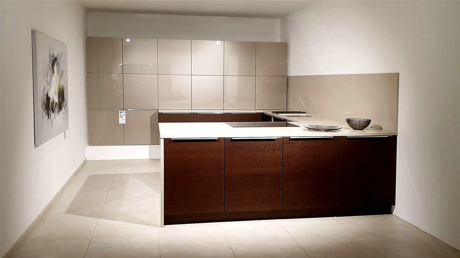 Raumidee 1048, Echtholz Furniert mit Glas Goldbronze